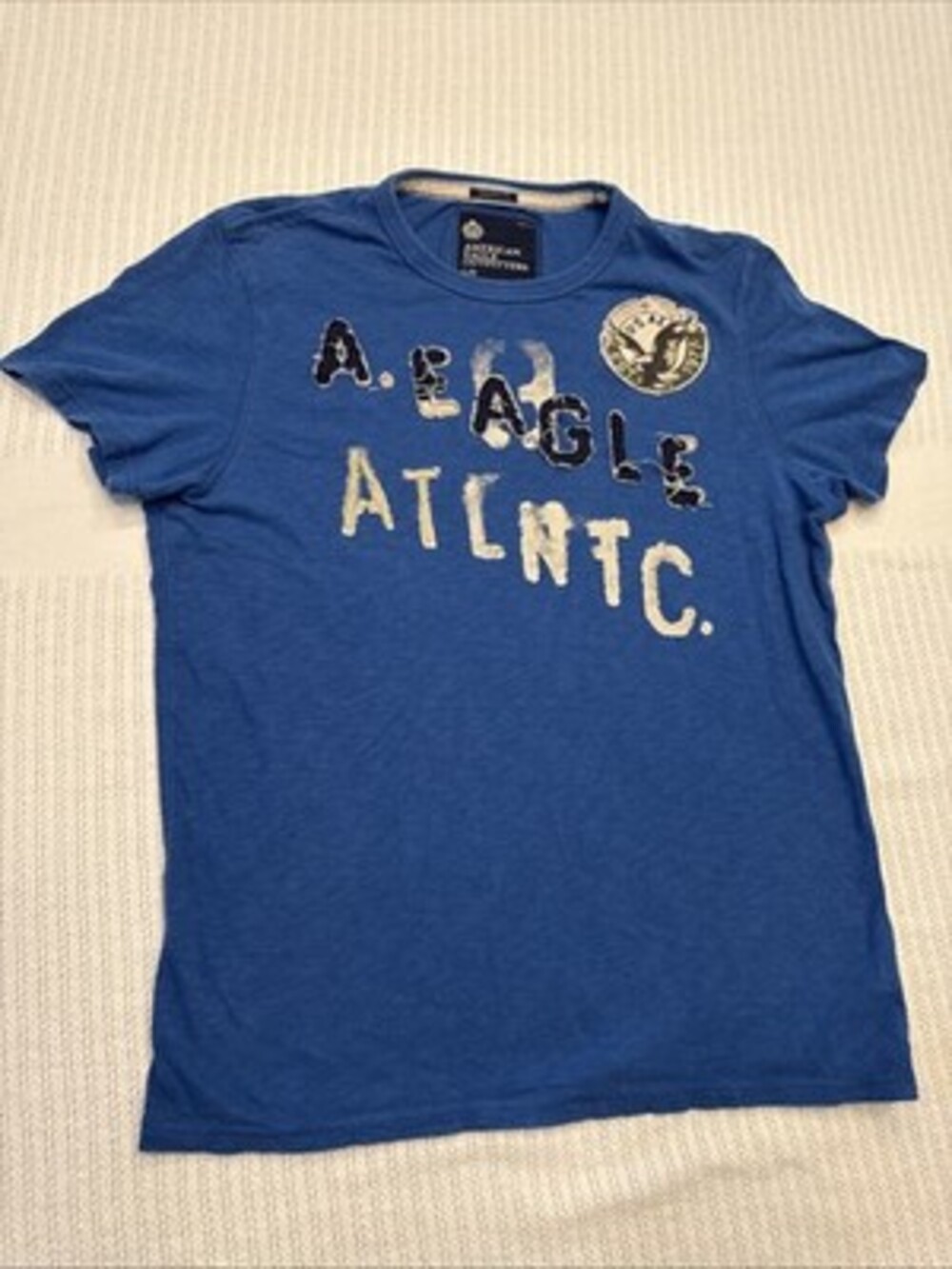 American Eagle Outfitters Men's Athletic Fit T-Shirt Blue Graphic Atlantic L